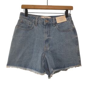 Hollister, NWT, 90s Denim Shorts, Ultra High Rise, Frayed Hemline, Women's 2/26
